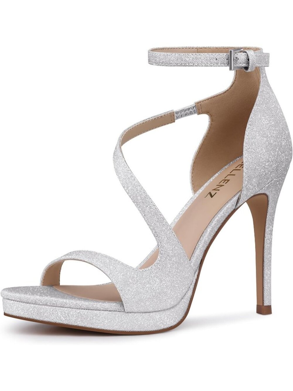 Women's Glitter Silver Comfortable Formal Dressy Stiletto Platform High Heels
